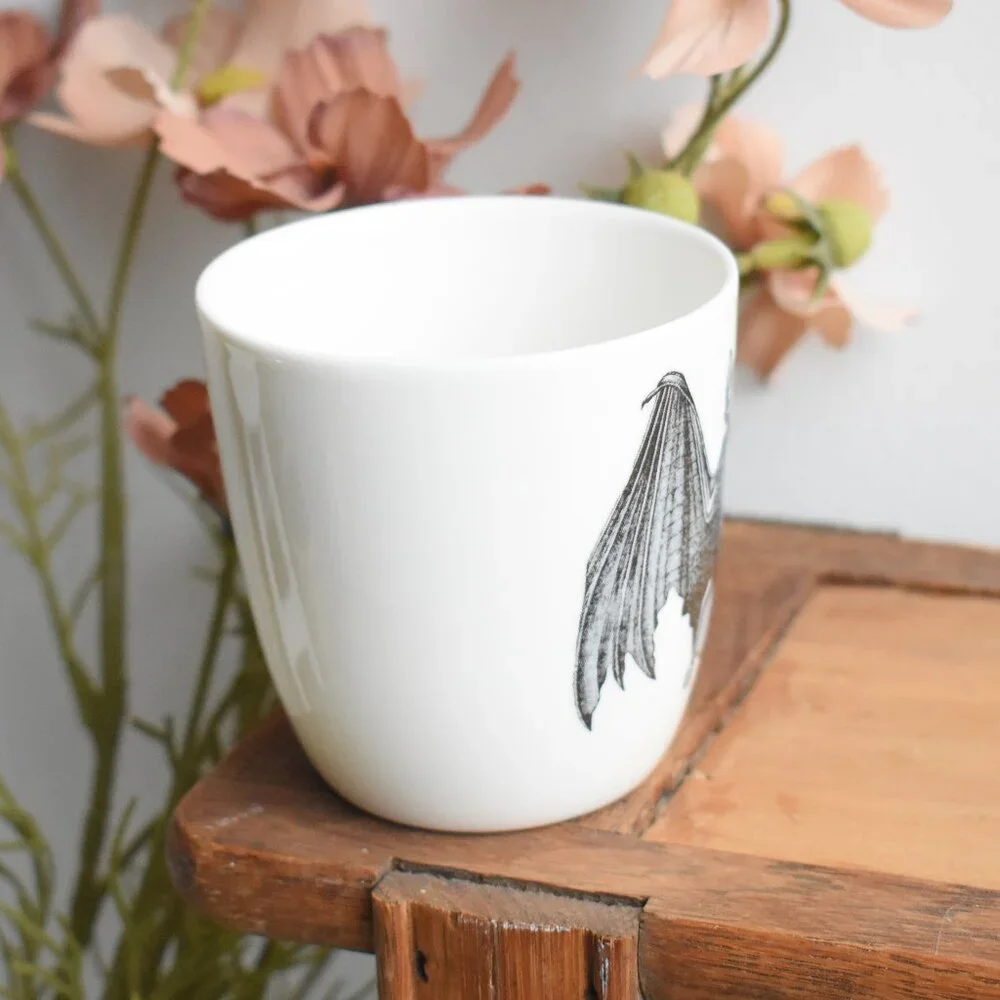 Vintage Small Porcelain Gothic Vampire Bat Cup VHTF